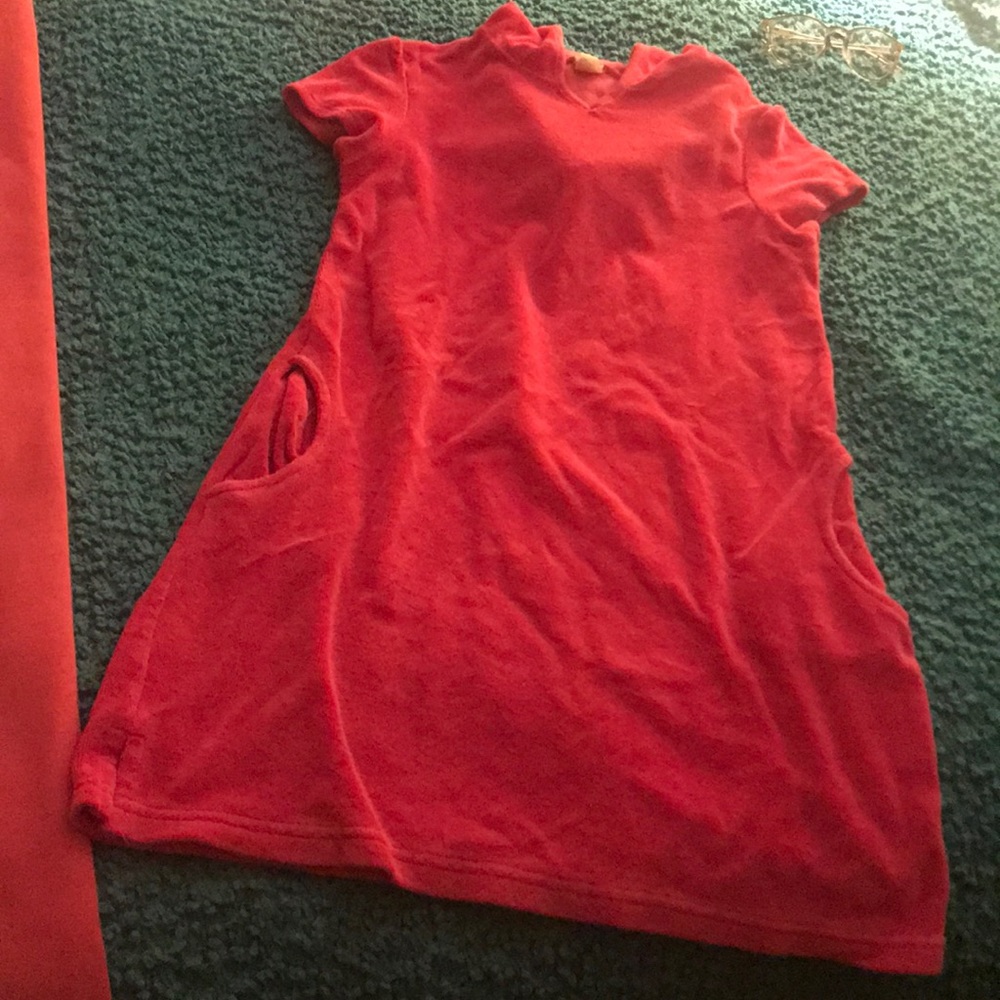 Hot Pink Girls terry swim cover up EUC